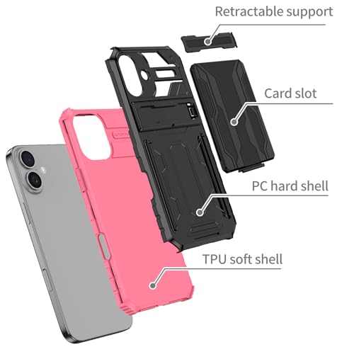 Asuwish Coque pour iPhone 16 JGKB Rose ultra fine et résistante aux rayures
