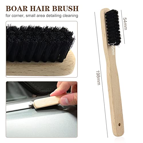 Leather Cleaning Brushes 3Pcs Kit, Horsehair Brush & Scrub Brush & Boar Hair Detailing Brush For Auto Car Interior Seats, Furniture, Sofa, Textile, Home Carpets And Upholstery, Leather Cleaner Brushes #TOP4