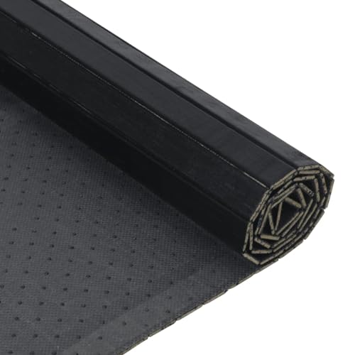 Tapis moderne en bambou rectangulaire noir imperméable 100x100