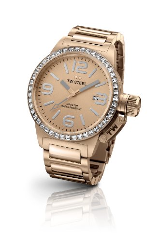 TW Steel Canteen Unisex Quartz Watch with Rose Gold Dial Analogue Display and Rose Gold Stainless Steel Plated Bracelet TW305
