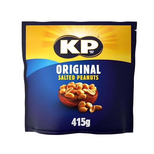 KP Nuts ORIGINAL SALTED Peanuts 415g Share Pack - Roasted until golden for the perfect KP taste and crunch. Source of protein and high in fibre.