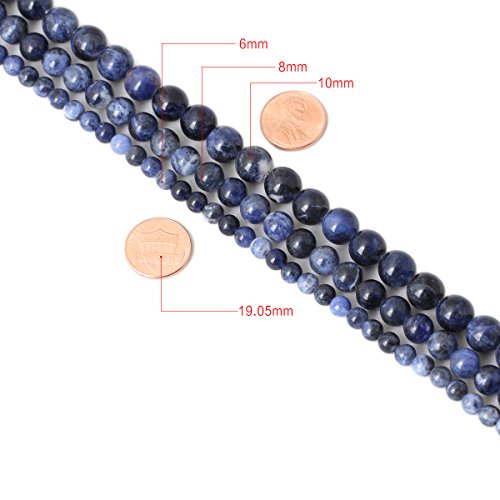 Qiwan 45PCS 8mm Blue Sodalite Natural Gemstone Loose Beads Round Crystal Energy Stone Healing Power for Jewelry Making 1 Strand 15"