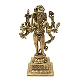 Tarang Arts Brass Kala Bhairava Idol | Handcrafted Decorative Metal Lord Bhairava Statue for Spiritual Home Decor, Puja, Temple, Office, Shelves, Desk Decor, Religious Festivals, Gift (5x3x2 Inches)