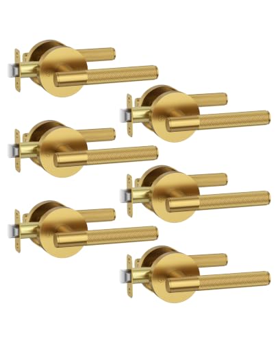 Asidrama 6 Pack Champagne Bronze Brass Passage Door Handles 02 124
