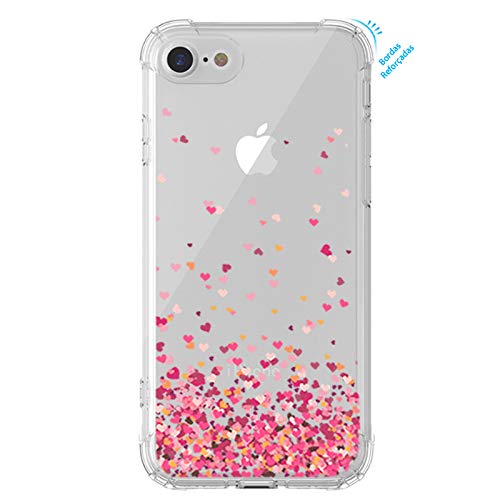 Capa Corações Bordas Reforçadas iPhone SE 2020 + Película Vidro 3D + Kit Aplicação