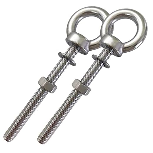 HYXXYY Stainless Steel Eye Bolt, 2pack M8 Shoulder Eye Bolts 5/16" X 3.15"with Nuts and Washer Thread Lifting Ring Eyebolt