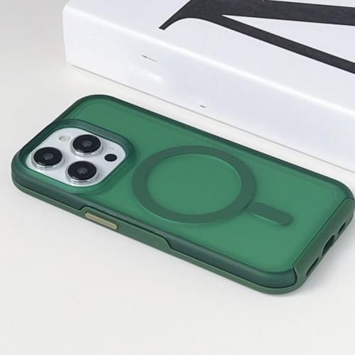 Coque de chargement sans fil iPhone 14 Pro et protection magnétique givrée vert armée