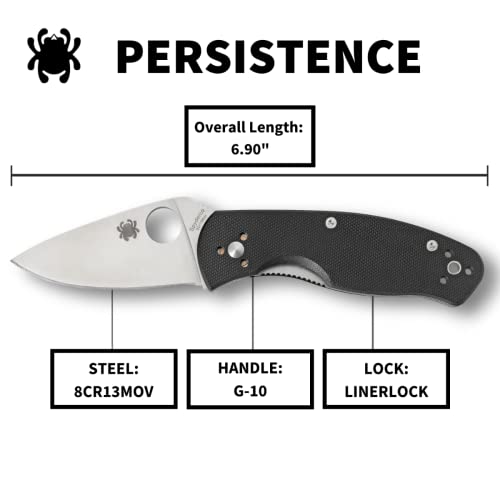 Spyderco Persistence Value Knife With 2.77" Stainless Steel Blade And Durable Black G-10 Handle - Plainedge - C136Gp #TOP4