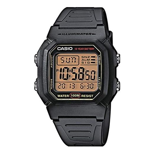 Casio Collection W-800HG-9AVES, Reloj Cuadrado con Luz LED para Hombre, Negro