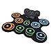 RiToEasysports Roll Up Practice Drum Pad Portable Electric Drum Set USB Rechargeable with Dual Speaker Soft Pads Lightweight for Music Games Gifts