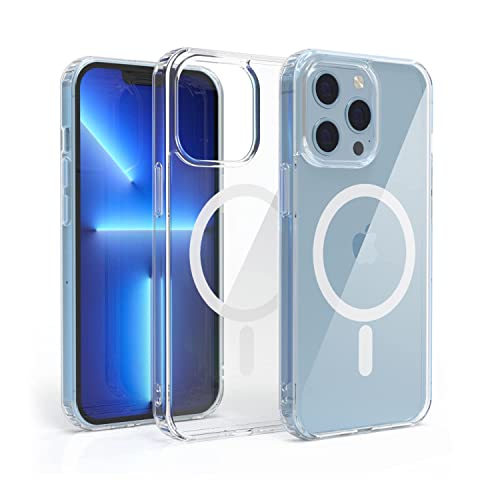 Konnek Stein iPhone 13 Pro Hülle, Handyhülle 6,1 Zoll, iPhone Case mit Eingebauten Magneten, Magsafe Kompatibel, Nicht Vergilbung Transparent Stoßfest Schutzhülle für iPhone 13 Pro Cover
