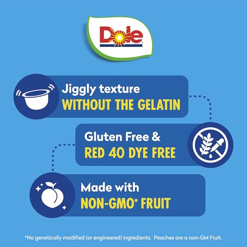 Dole Fruit Bowls Peaches in Strawberry Flavored Gel Snacks, 4.3oz 36 Total Cups, Gluten & Dairy Free, Bulk Lunch Snacks for Kids & Adults
