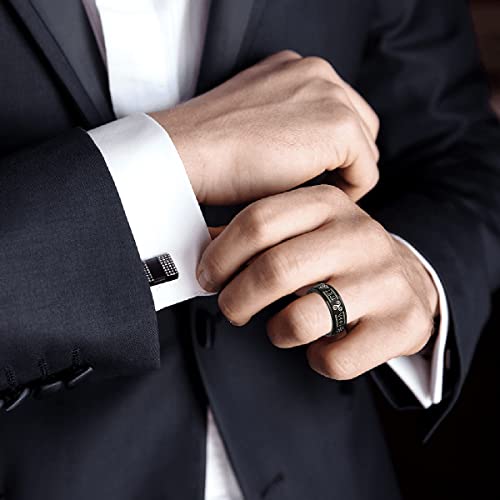 Flyun Viking Rings For Men Norse Jewelry For Men Celtic Runes Men's Viking Black Ring Mens (Black Viking, 10) #TOP4