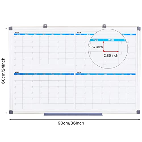 Makello Dry Erase Easel Quarterly Whiteboard Calender Combo, 36X24 Inches #TOP2