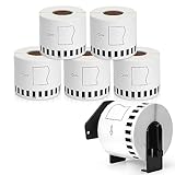 MarkDomain 6 Rolls Compatible with Brother DK-2205 White Continuous Tape Labels 2.4in x 100ft (62mm x 30.4m) with One Refillable Cartridge for QL-500 QL-570 QL-700 QL-710W QL-720NW QL-1060N Printer