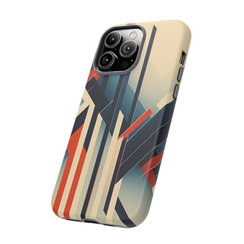 Coque rigide mate iPhone 14 Pro Max protection géométrique orange bleu - 2