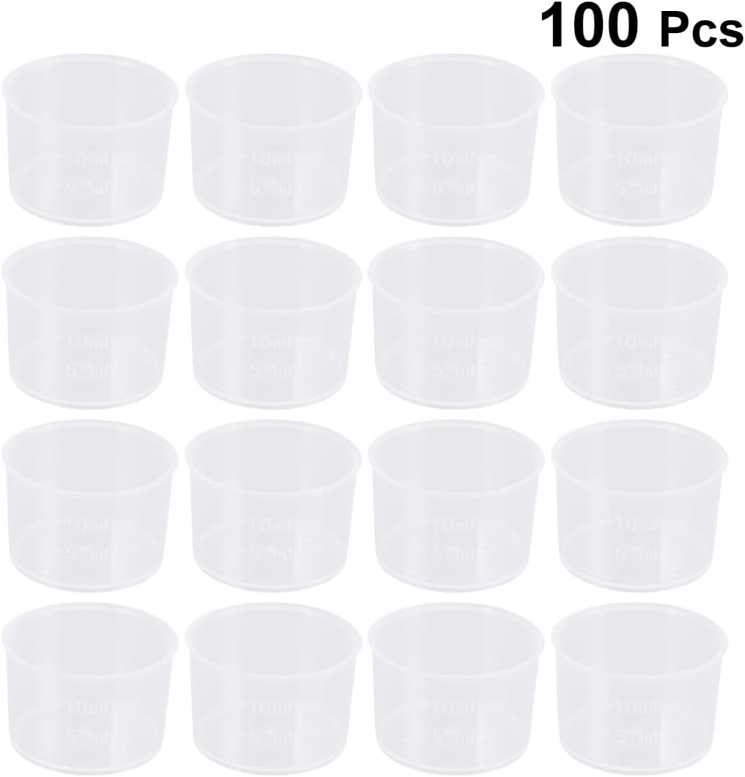 Ipetboom Thickened Plastic Measuring Cups 10ml Liquid Measure Cup Clear Accurate Scale Reusable Disposable for Kitchen School
