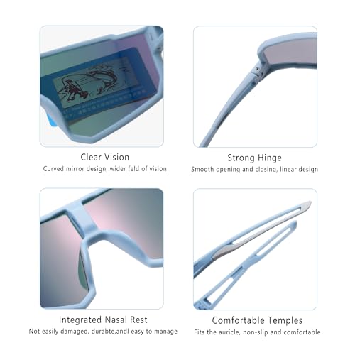 Kursan Kids Polarized Baseball Sunglasses for Boys Girls Youth Sports Goggles UV400 Protection Age 8-144