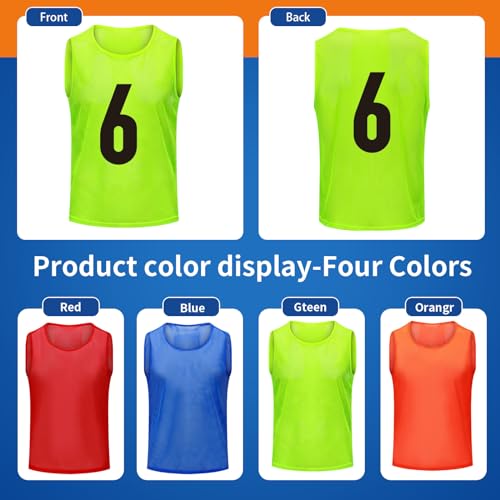 Image of 12 /24 /48Pcs Soccer Pinnies Youth, Scrimmage Team Practice Vests | Mesh Printed and Unprinted Numbers Team Pennies for Basketball Soccer Football Bibs Adults Kids