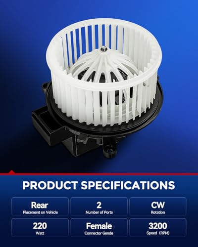 Image of KAX 700234 Rear AC Blower Motor for Expedition 2007-2021,Navigator 2007-2022,Grand Caravan 2006-2020,Town & Country 2006-2016,Voyager 2020-2022,Pacifica 2017-2022,Commander 2006-2010,Caravan 06 07