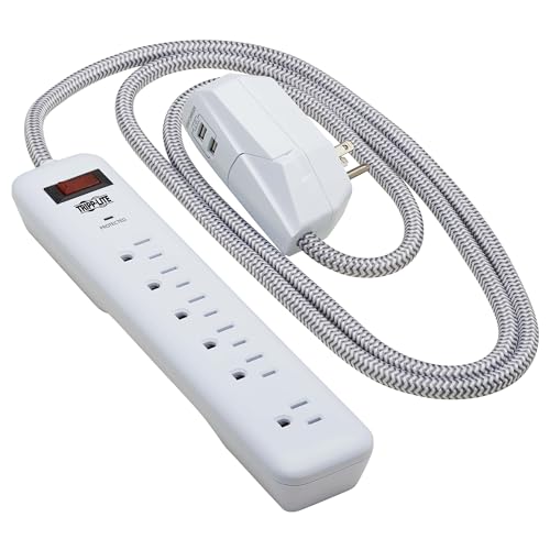 Tripp Lite Protector Eléctrico con 7 Tomas y 2 Puertos USB, Cable 6 pies, Color Gris Claro modelo TLP616USB miniatura 1