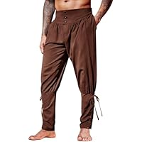Runcati Pantalones medievales para hombre, estilo vintage,