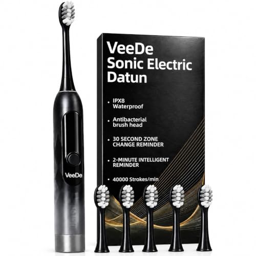 Image of Sonic Electric Datun (Electric Toothbrush) for Adults | 40000 Strokes /min, 5 Modes, Soft Bristles, 5 Heads, 45-Day Battery, IPX8