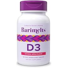 BariMelts Vitamin D3 5000 IU ، 90 أقراص سريعة الذوبان توريد لمدة 3 أشهر ، فيتامينات باريات للنساء ، نكهة التفاح الطبيعية