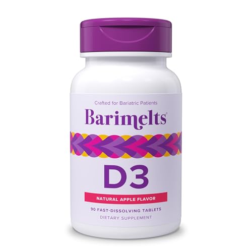 BariMelts Vitamin D3 5000 IU, 90 Fast-Dissolving Tablets (3-Month Supply), Bariatric Vitamins for Women, Natural Apple Flavor BariMelts Vitamin D3 5000 IU, 90 Fast-Dissolving Tablets (3-Month Supply), Bariatric Vitamins for Women, Natural Apple Flavor