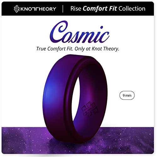 Knot Theory Cosmic Purple Silicone Ring for Men - Sophisticated and Durable, Size 10, Step Edge Breathable Comfort Fit 8mm Bandwidth - Thumbnail 4