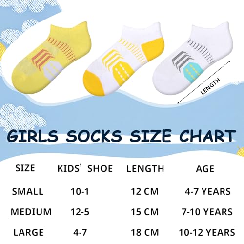 Comfoex 10 Pairs Girls Ankle Athletic Socks Cushioned Running Cotton Socks For 4-6 6-8 8-10 10-12 Years Old2