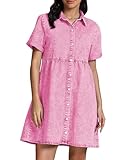 GRAPENT Vintage Dresses for Women Teacher Dresses for Women Pink Summer Dresses for Women Pink Maternity Dress for Photoshoot Pink Dress Women Color Aurora Pink Size Medium Size 8 Size 10