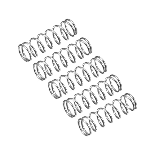 uxcell Compression Spring, 5Pcs 304 Stainless Steel, 5mm OD, 0.5mm Wire Size, 15mm Free Length, Silver Tone