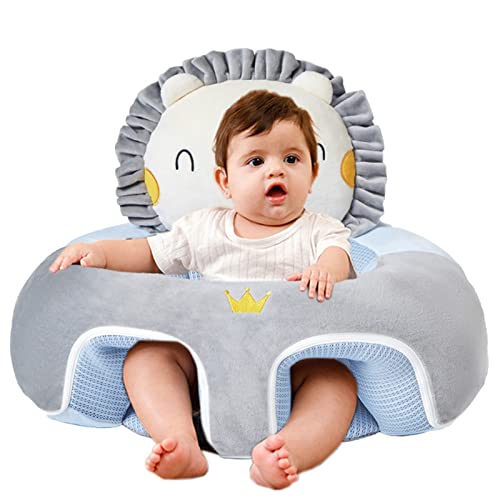U-HOOME Baby Sofa Learn Sitting Chair Nursery Support Seat Pillow Protector Plush Cushion Infant Sitting Chair Baby Support Seat Infant Plush Seats for Toddlers (Lion-blue)