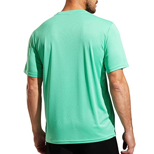 Mier Men's V-Neck T-Shirt Moisture Wicking Quick Dry Workout Gym V-Neck Performance Polyester Shirts Light Green, Xxl #TOP5