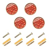GuoChe Confezione da 4 pomelli per armadietti in stile vintage con pomodoro rosso, per porte e cassetti, 32 mm