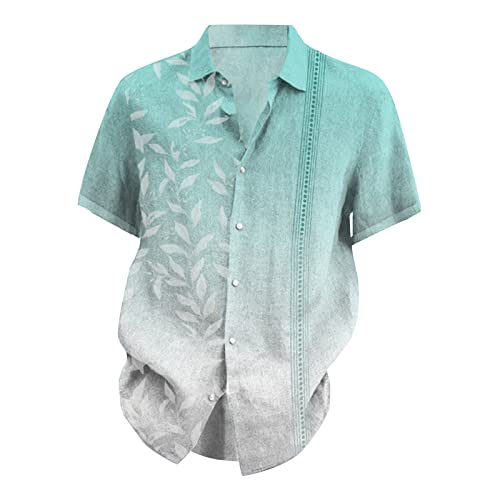 Xdtdryryu Button Down Shirt Men Button Up Short Sleeve Casual Quick Dry Gym Plain Fitted Shirt Wicking Collared Performance Clothing Gifts For Dad C-Green Xl 501 #TOP2
