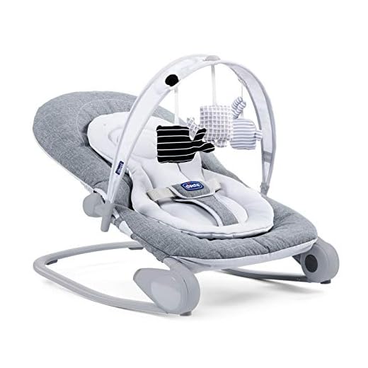 Chicco Hooplà Hamaca para Bebé de 0 Meses a 18 kg, Balancín y Silla de Bebés y Niños con Arco de Juegos, Respaldo Ajustable y Cojín Reductor, Compacta - Color Gris Vaquero (Titanium)