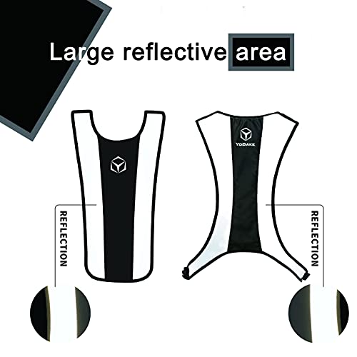 Yodake Fashion Reflective Safety Vest Of Unique Design With Pocket For Running And Walking Etc. - Large Area Reflective, Lightweight & High Visibility Night Running Vests #TOP3