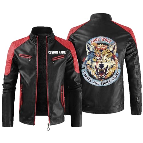 Lone Wolf No Club Biker, I Walk And Fight Alone Personalized Men PU Leather Vest Coat Jackets Motorcycle