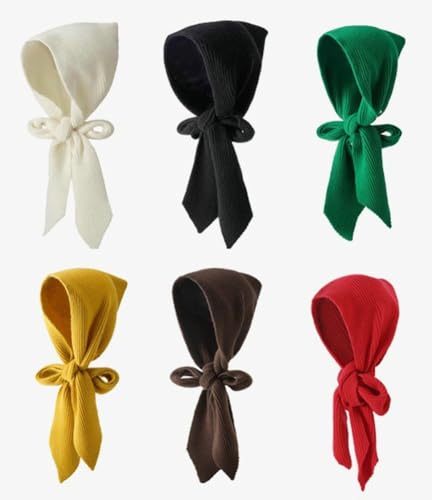 Women Winter Knitted Hooded Hat Solid Long Scarf Cap Warm Shawl Wrap Head Scarves Pullover Hat Skiing Hiking Balaclava3