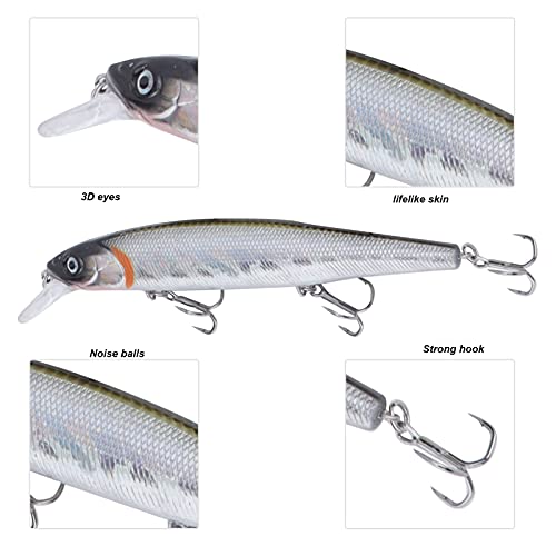 Minnow Vissen Lokken, Zinkend Minnow Aas Efficiënt Praktisch 22,8 g/14 cm Plastic + Roestvrij staal Duurzaam met haak voor het aantrekken van vissen voor sishing - Image 7