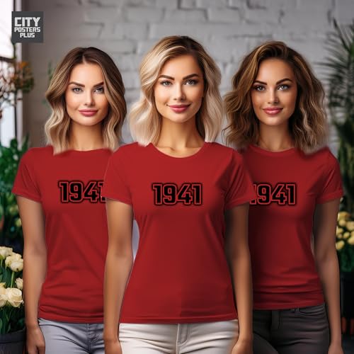 T-shirt 1941 rouge femme coton extensible coupe ajustee confortable