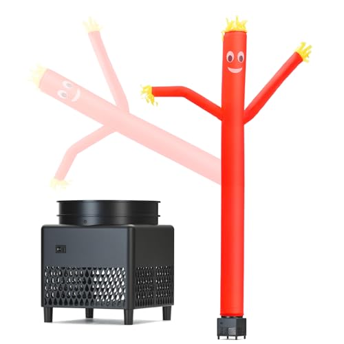 Mkevi 6ft Red Sky Air Puppet Dancer Inflatable Waving Tube Man with Lights & Built-in Blower - Wacky Waving Dancing Tube Guy for Business Promotion Stand Out Christmas Advertising