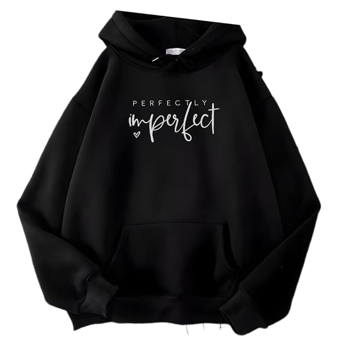 Women's Cotton Fleece Perfectly Imperfect Printed Hoody Sweatshirt
