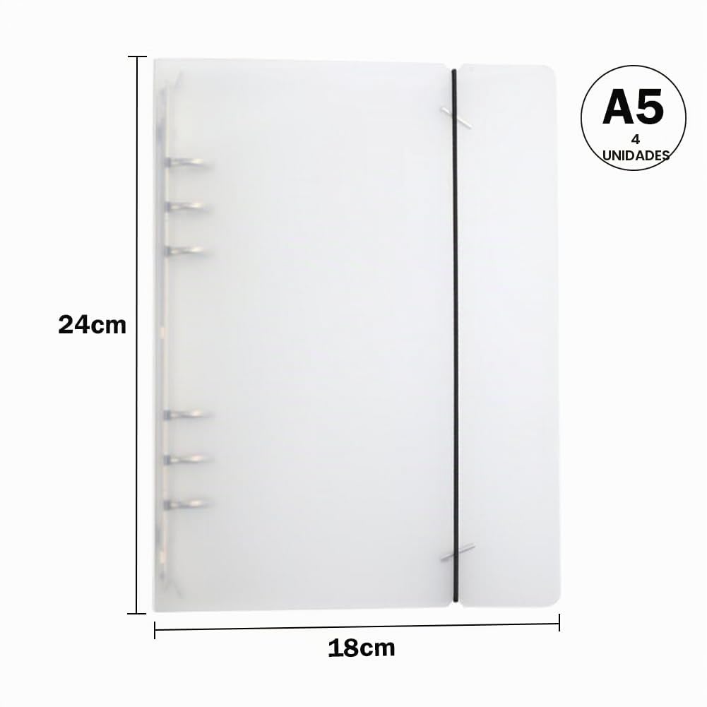 4 Piezas Cubierta de Carpeta A5 Protectora para Carpeta Anillas A5 Recargable de 6 Anillos Tapa de Plástico Transparente de Carcasa