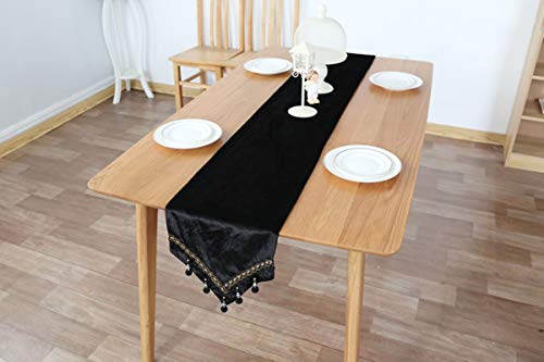Chemin de table noir anti-plis en polyester pour protéger table et placard - 4