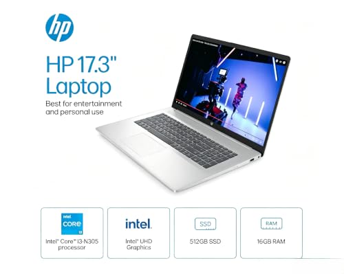 Image of Customized HP 17.3 inch HD+ Laptop, Intel 8-Core CPU, 16GB|512GB, WIN 11 Pro
