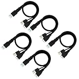 SaiTech IT 5 Pack Bulk USB 3.0 Dual Power Y Shape Type A to Micro B high Speed Up to 5 Gbps Data Transfer Cable for External Hard Drives (35cm - Black)