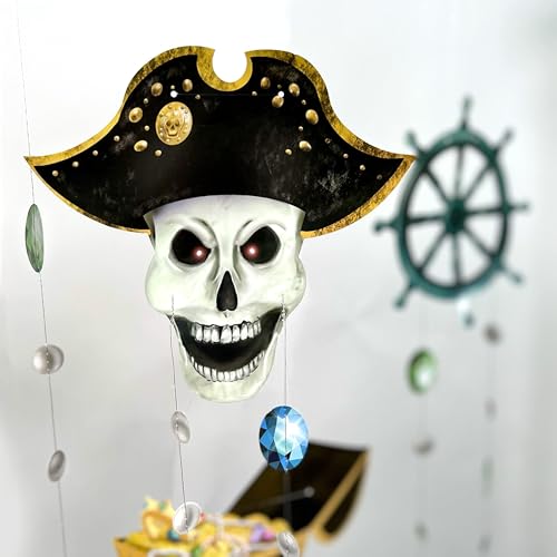 Cheerland Pirate Garland Party Decorations Pirate Decor Hanging Treasure Chest for Trunk or Treat Summerween Celebration Hunt Banner Birthday Hanging Backdrop Streamer Decor Halloween Party Pack of 6 by Cheerland - Used condition - Image 3